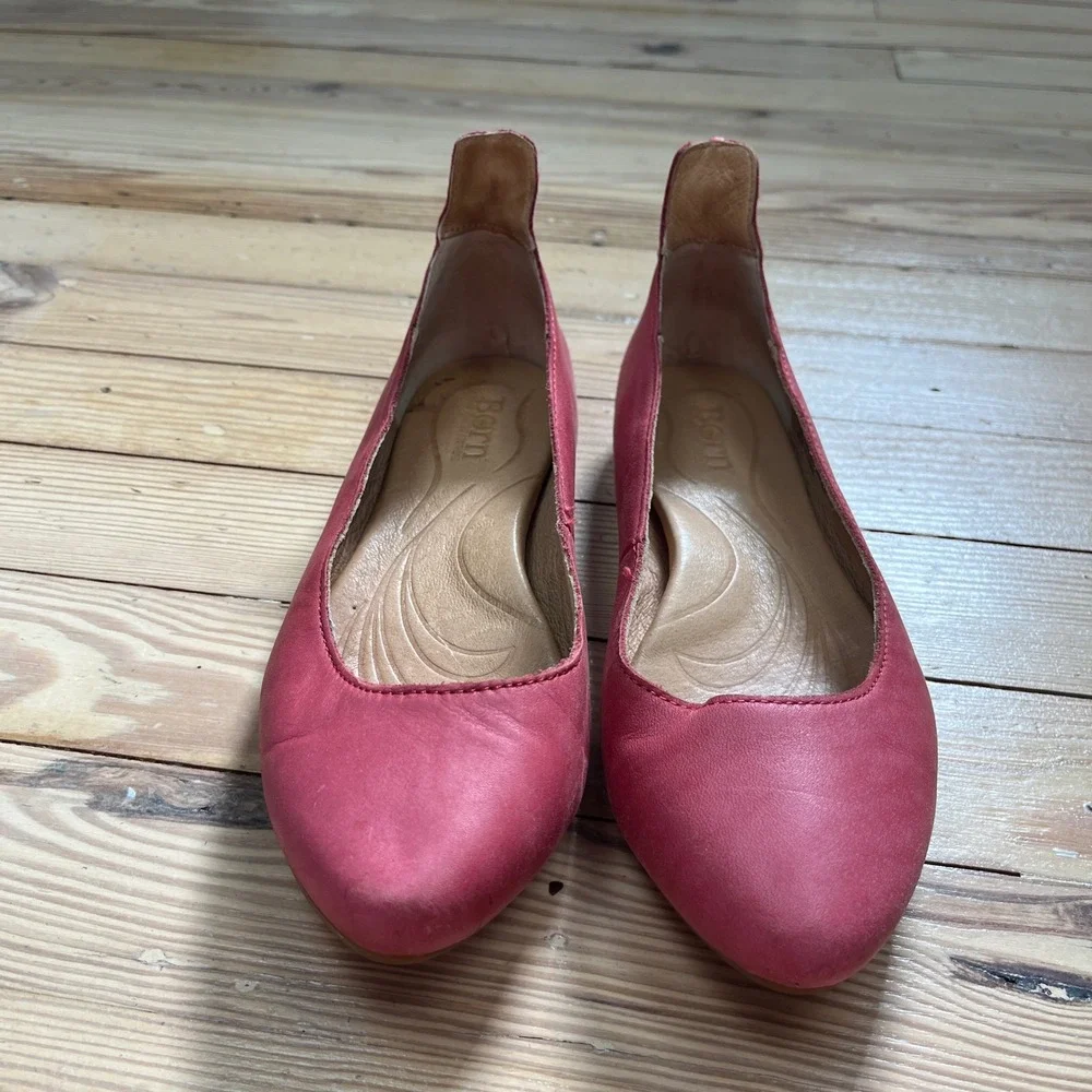 Born Julianne Red Leather Ballet Flats Almond Toe Comfort Shoes F15005 womens 5M